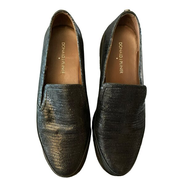 Donald J Pliner Coco Leather Slip-On Loafers With Textured Design & Sturdy Sole - Picture 1 of 9